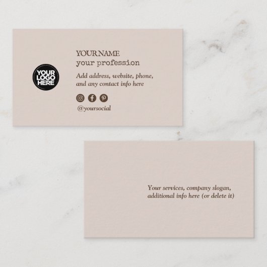 カスタムロゴミニマリストのソーシャルメディアアイコン 名刺 (正面/裏面)