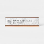 カスタムロゴミニマリストグレーホワイト大理石タイトル デスクネームプレート (正面)