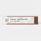 カスタムロゴミニマリストグレーホワイト大理石タイトル デスクネームプレート (正面)