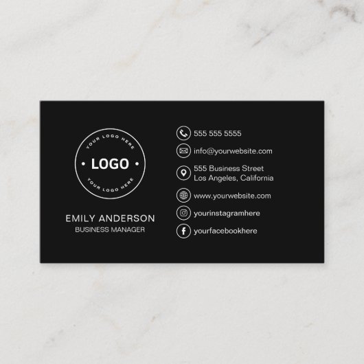 カスタムロゴミニマルブラックプロフェッショナル 名刺 (正面)