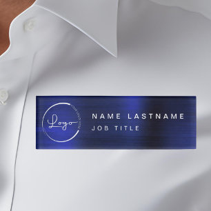 カスタムロゴメタリックネイビーブルー磁石タイトル 名札
