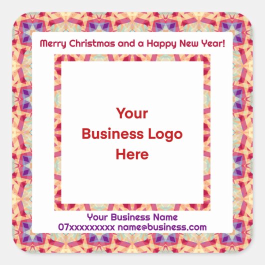 カスタムロゴメリークリスマスマーケティング スクエアシール (正面)