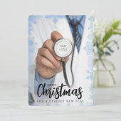 カスタムロゴメリークリスマス医療聴診器 シーズンカード (スタンド正面)