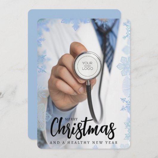 カスタムロゴメリークリスマス医療聴診器 シーズンカード (正面/裏面)