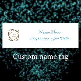 カスタムロゴモダンアクアエレガントターコイズホワイト 名札