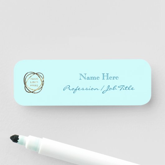 カスタムロゴモダンエレガントアクアターコイズ 名札 (インサイチュ)