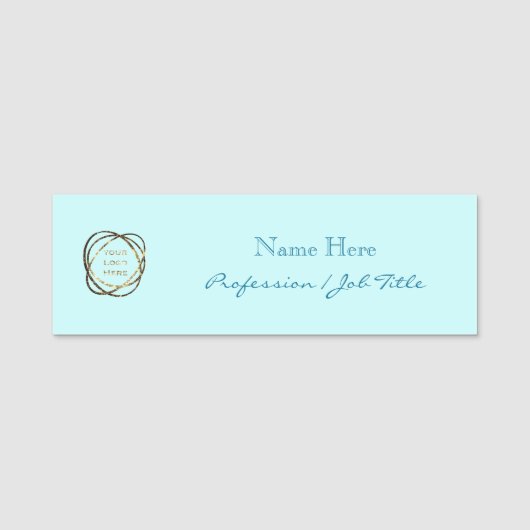 カスタムロゴモダンエレガントアクアターコイズ 名札 (正面)