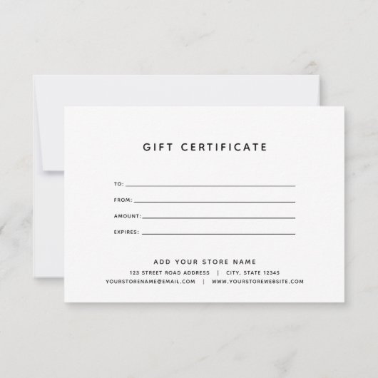 カスタムロゴモダンギフト証明書の追加 (裏面)