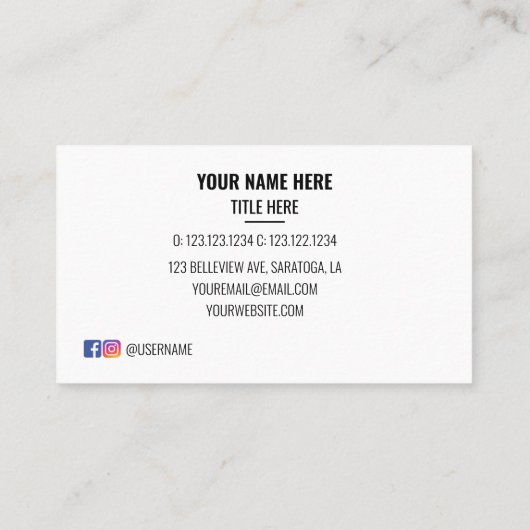 カスタムロゴモダンサークルミニマル黒白 名刺 (裏面)