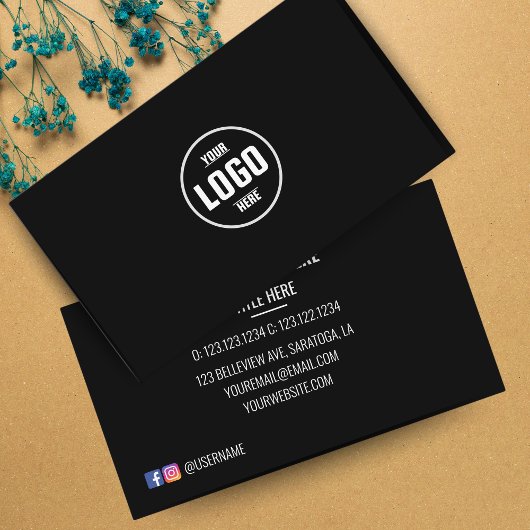 カスタムロゴモダンサークルミニマル黒白 名刺