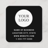 カスタムロゴモダンブラックとQRコード スクエア名刺 (正面)