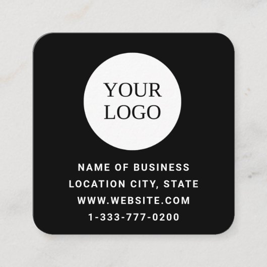 カスタムロゴモダンブラックとQRコード スクエア名刺 (正面)