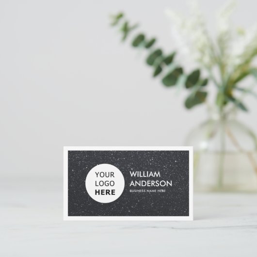 カスタムロゴモダンブラックグリッタープロフェッショナル 名刺 (スタンド正面)
