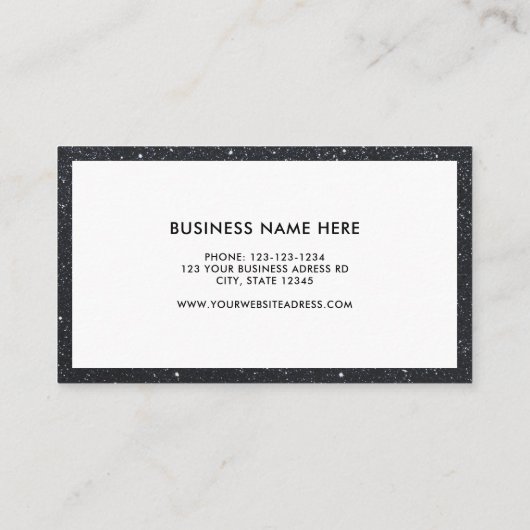 カスタムロゴモダンブラックグリッタープロフェッショナル 名刺 (裏面)