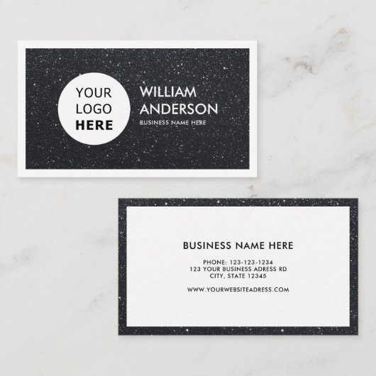 カスタムロゴモダンブラックグリッタープロフェッショナル 名刺 (正面/裏面)