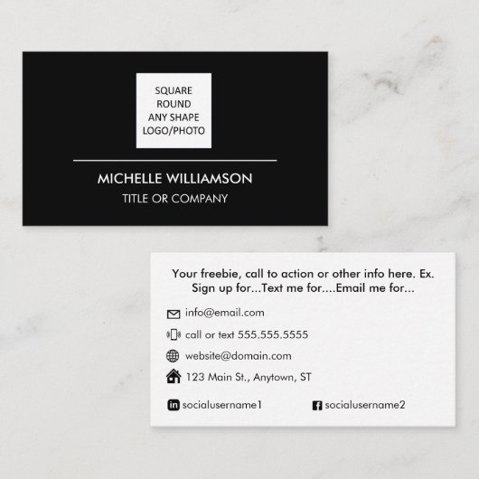 カスタムロゴモダンミニマルなソーシャルメディアのアイコン 名刺 (正面/裏面)