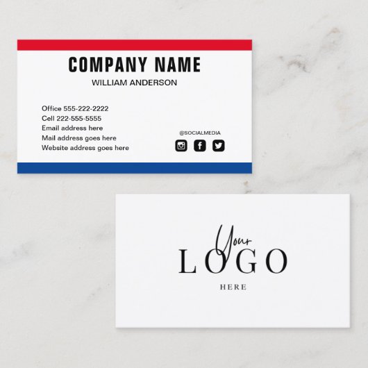 カスタムロゴモダンミニマルなソーシャルメディアb 名刺 (正面/裏面)