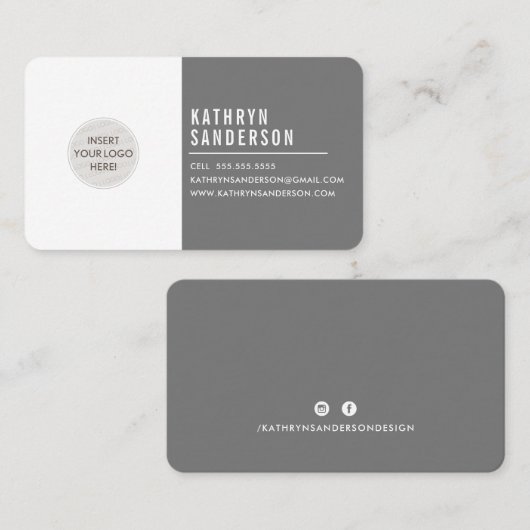 カスタムロゴモダンミニマルシンプル灰色 名刺 (正面/裏面)