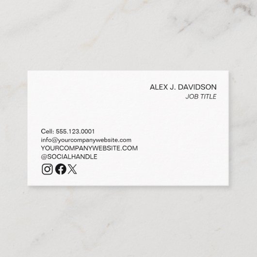 カスタムロゴモダンミニマルプロフェッショナル白 名刺 (正面)