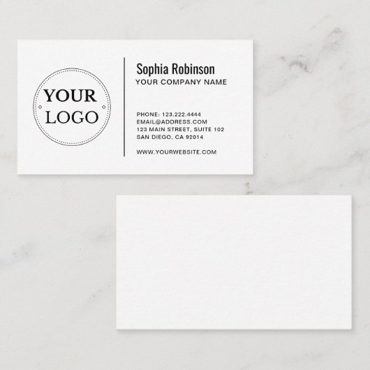 カスタムロゴモダンミニマル白または任意の色 名刺 (正面/裏面)