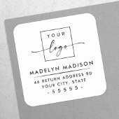カスタムロゴモダンミニマル白差出人住所 スクエアシール