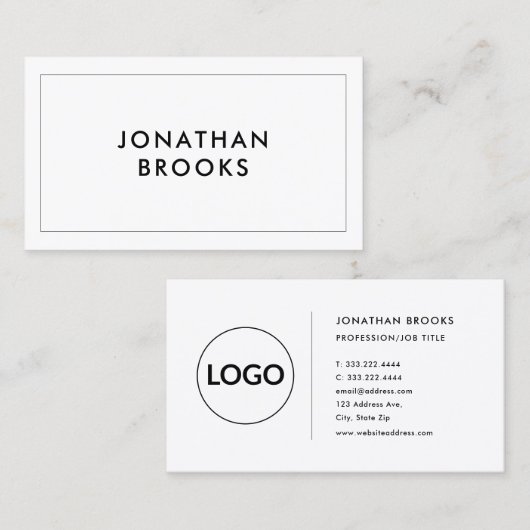 カスタムロゴモダンミニマル白黒 名刺 (正面/裏面)