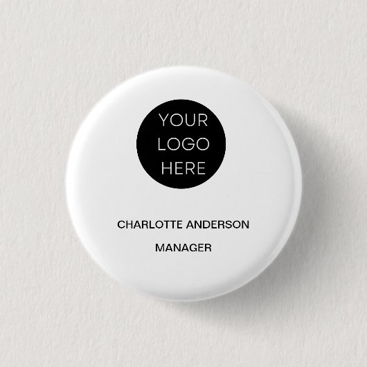 カスタムロゴモダンミニマル白 缶バッジ (正面)