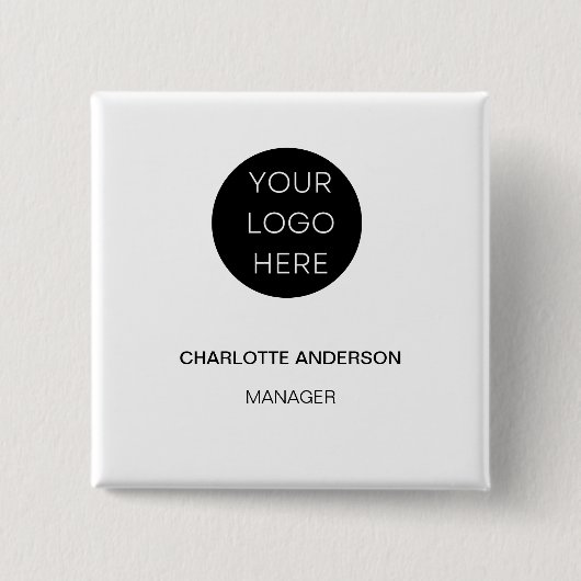 カスタムロゴモダンミニマル白 缶バッジ (正面)