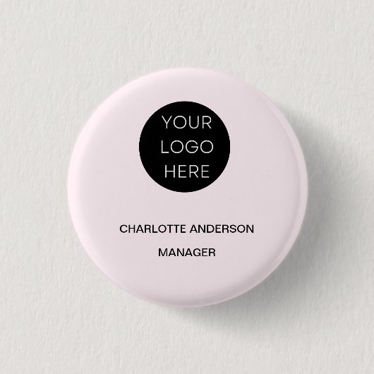 カスタムロゴモダンミニマル赤面ピンク 缶バッジ (正面)