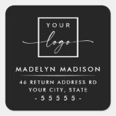 カスタムロゴモダンミニマル黒差出人住所 スクエアシール (正面)