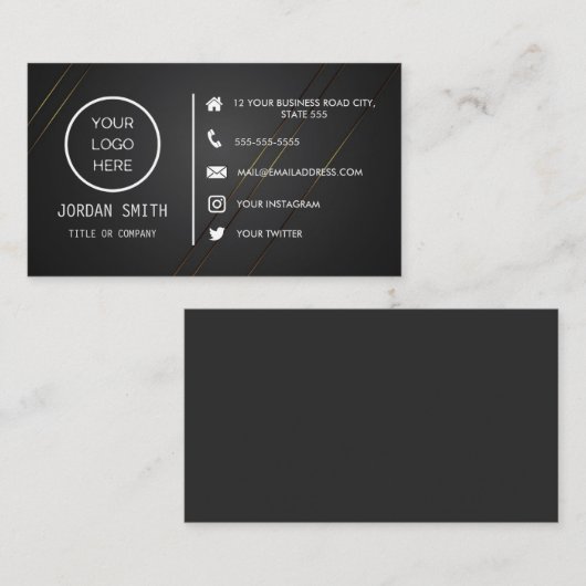 カスタムロゴモダンミニマル・ソーシャル・メディア・アイコン 名刺 (正面/裏面)
