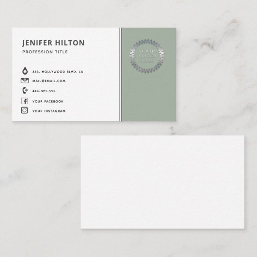 カスタムロゴモダンミニマル・ソーシャル・メディア・アイコン 名刺 (正面/裏面)