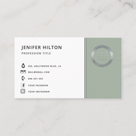 カスタムロゴモダンミニマル・ソーシャル・メディア・アイコン 名刺 (正面)