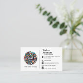 カスタムロゴモダンミニマル・ソーシャル・メディア・アイコン 名刺 (スタンド正面)