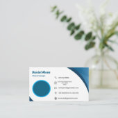 カスタムロゴモダンミニマル・ソーシャル・メディア・アイコン 名刺 (スタンド正面)