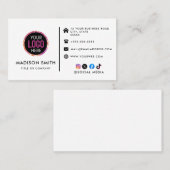 カスタムロゴモダンミニマル・ソーシャル・メディア・アイコン 名刺 (正面/裏面)