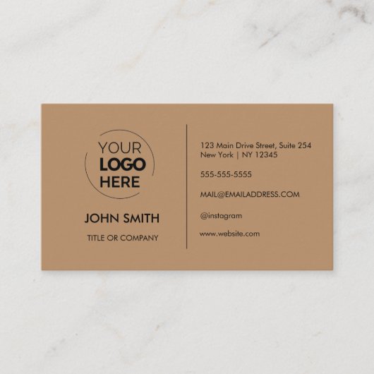 カスタムロゴモダンミニマルLight Brown 名刺 (正面)