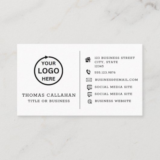 カスタムロゴモダンミニマルSNSカード 名刺 (正面)