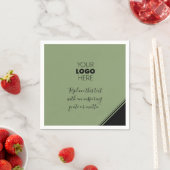 カスタムロゴモダンラインブラックグリーンナプキン スタンダードカクテルナプキン (インサイチュ)