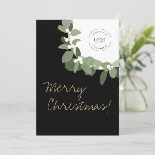 カスタムロゴモダンリースメリークリスマス シーズンカード (スタンド正面)