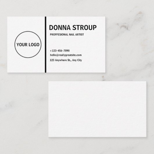 カスタムロゴモダン白黒 名刺 (正面/裏面)