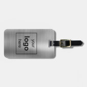 カスタムロゴモノグラムのシルバーグレー ラゲッジタグ (正面横)