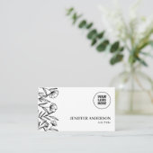 カスタムロゴユニークラインアートフローラミニマル 名刺 (スタンド正面)