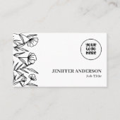 カスタムロゴユニークラインアートフローラミニマル 名刺 (正面)