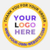 カスタムロゴラウンドビジネスありがとうステッカー ラウンドシール (正面)