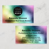 カスタムロゴレインボーホログラフィックユニコーンピンク 名刺 (正面/裏面)