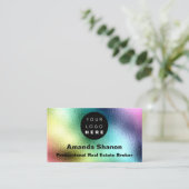 カスタムロゴレインボーホログラフィックユニコーンピンク 名刺 (スタンド正面)