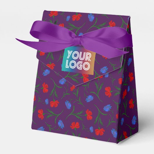 カスタムロゴレッドブルーナスフローラプリントエレガント フェイバーボックス (正面サイド)