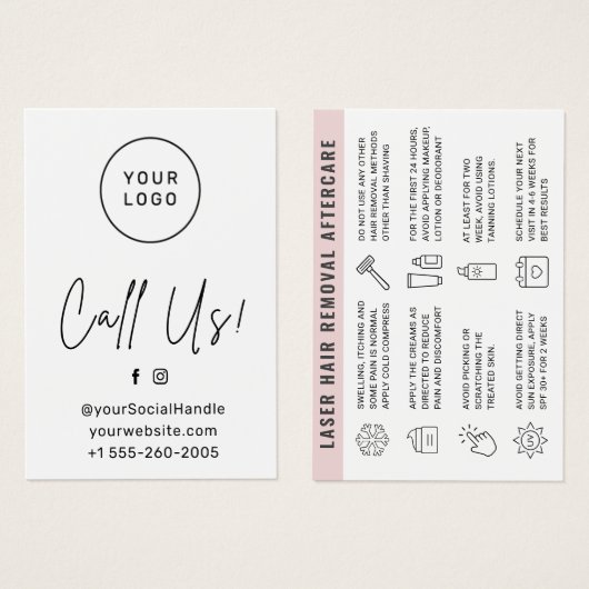 カスタムロゴレーザー脱毛アフターケアカード (正面&裏面)