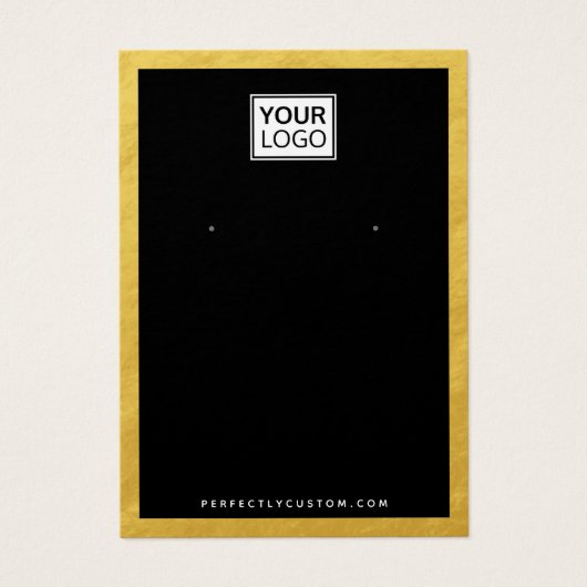 カスタムロゴロフェイク金ゴールド縁どイヤリング表示カード (正面)